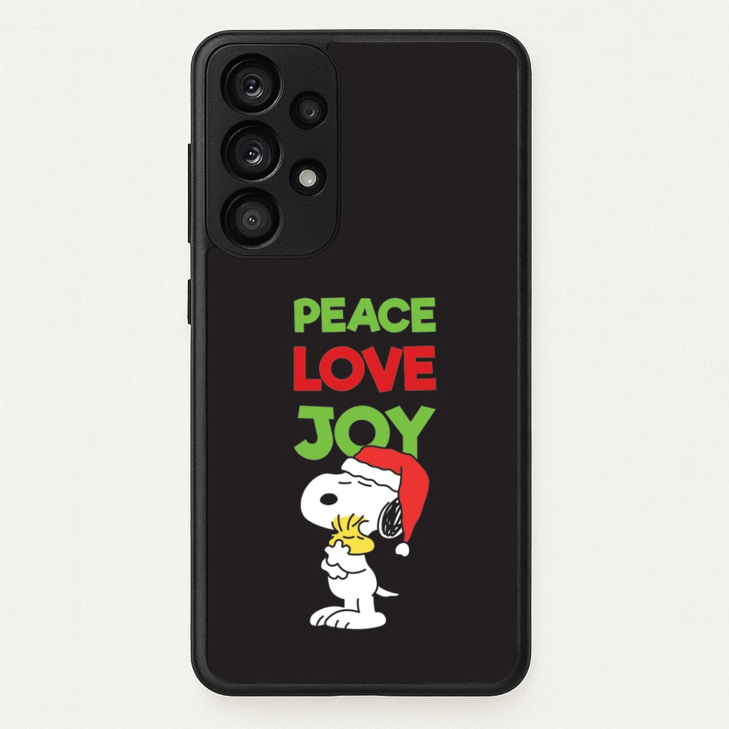 Peace, Love, Joy Christmas Cartoon Beagle Galaxy A53 Case