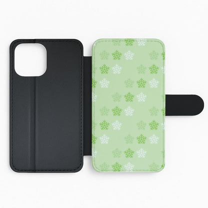 Green Slowflakes Christmas Pattern Flip Phone Case
