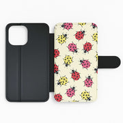 Ladybugs With Flower Spots Pattern Flip / Wallet Phone Case 2