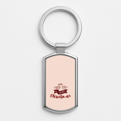 We Wish You A Merry Christmas Quote Silver Metal Keyring