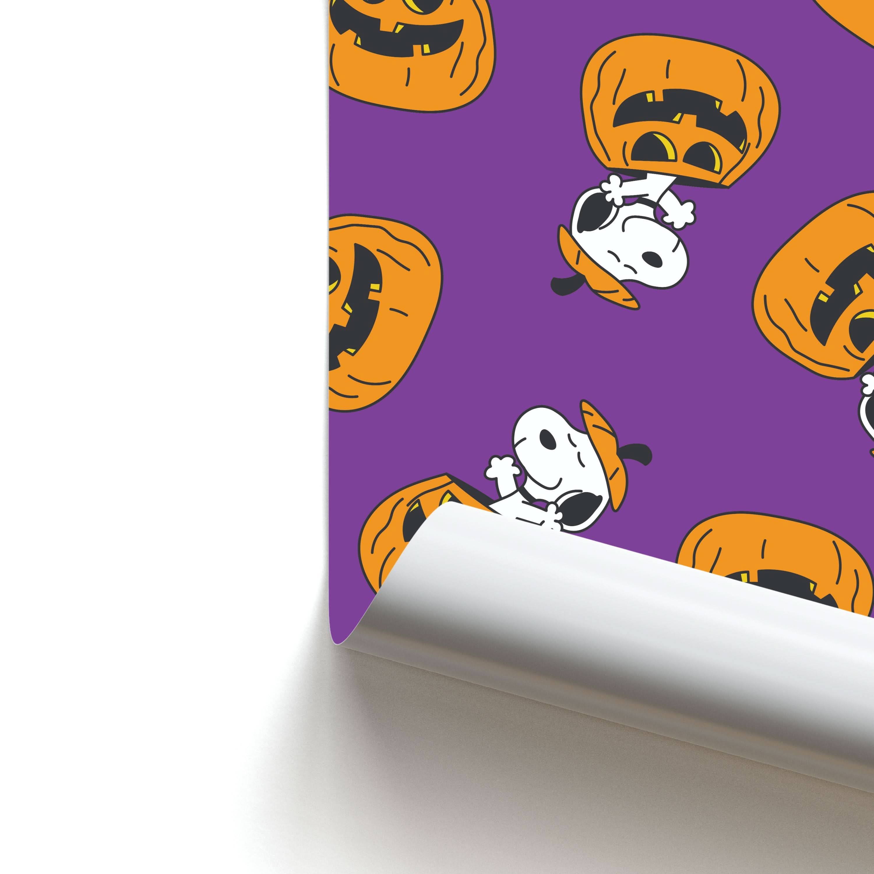 Cartoon Beagle Pumpkin Pattern Poster