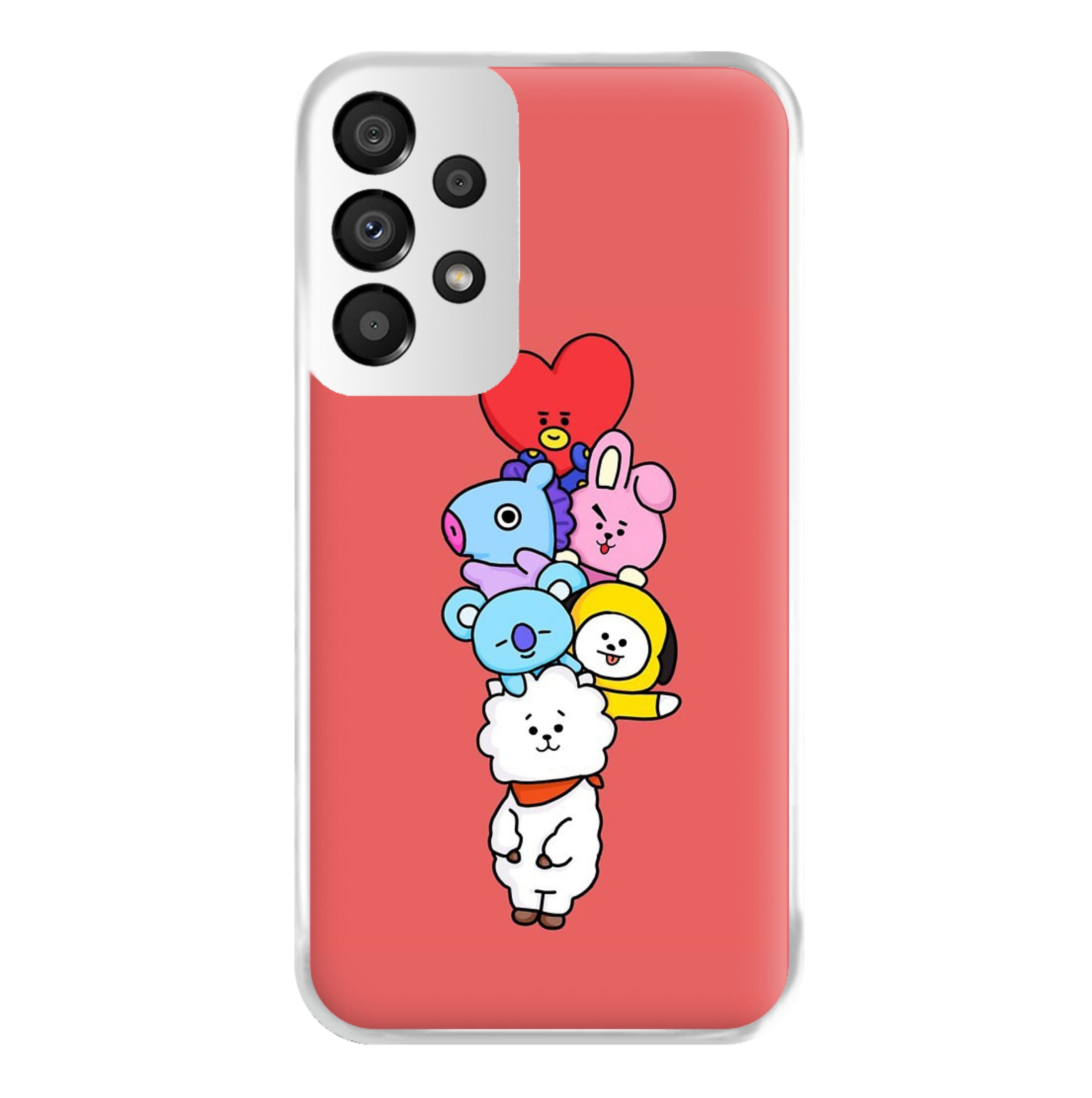 Red BT21 - RJ, Mang, Koya, Chimmy, Cooky, Shooky, Tata - K Pop Phone Case