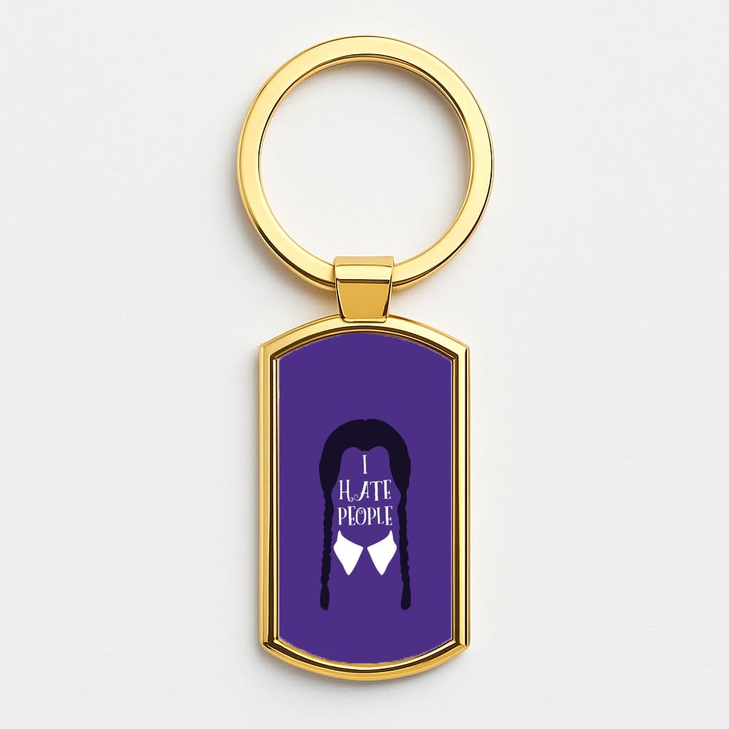 I Hate People Gold Keyring