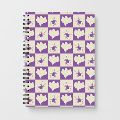 Spiders And Ghosts Checkered Pattern I Notebook