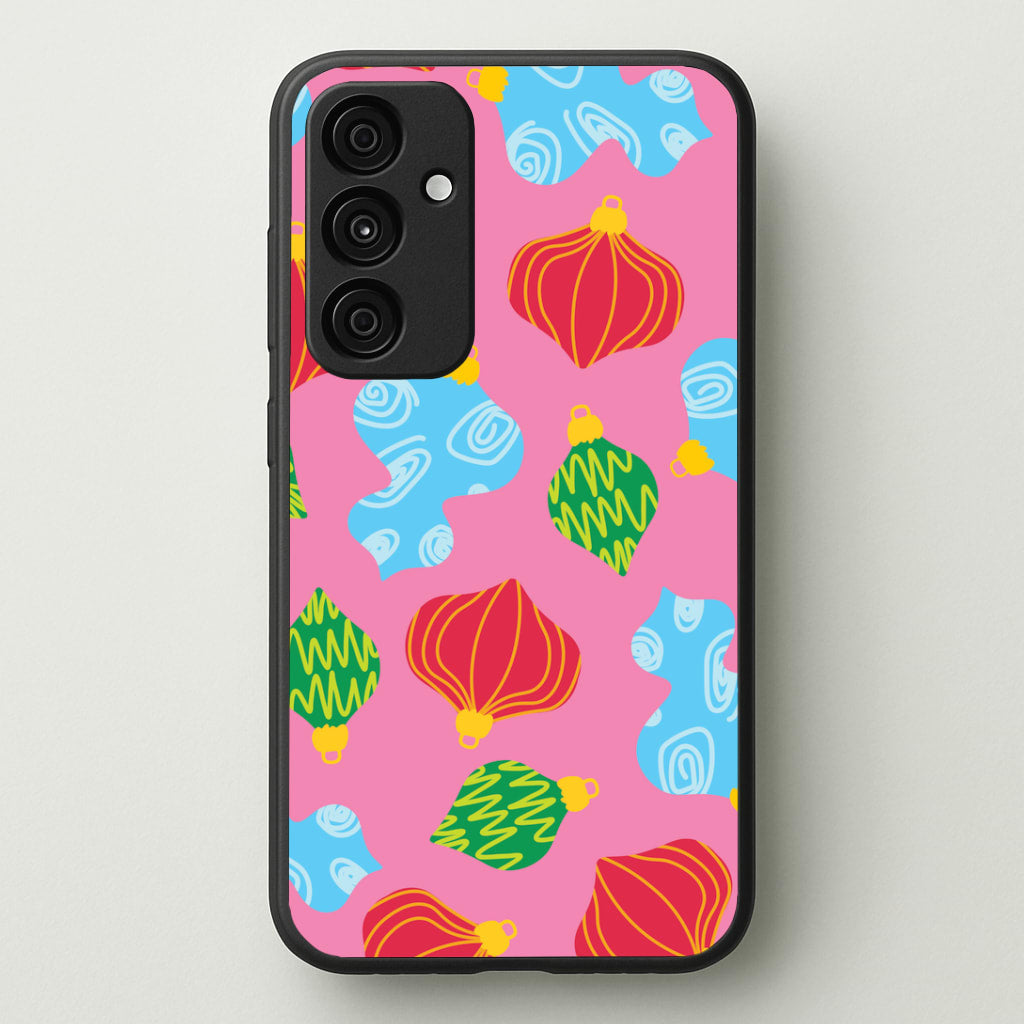 Abstract Christmas Baubles Pattern Galaxy A55 Case