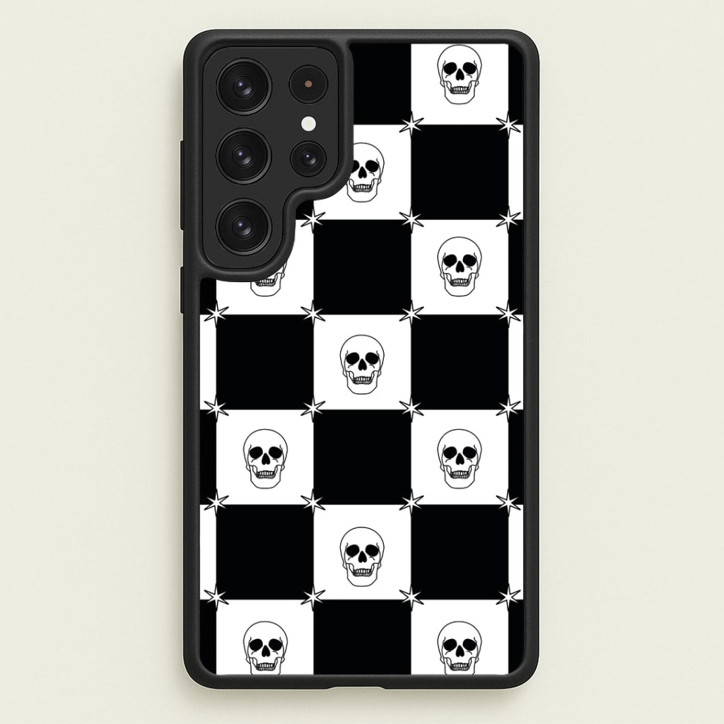Checkered Skulls Pattern Galaxy S22 Ultra Case