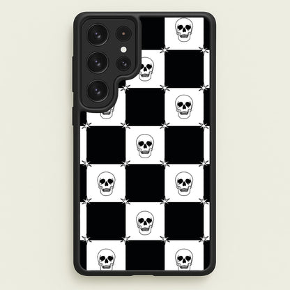 Checkered Skulls Pattern Galaxy S22 Ultra Case