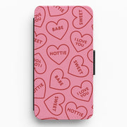 Quote Love Hearts Pattern Flip / Wallet Phone Case 1