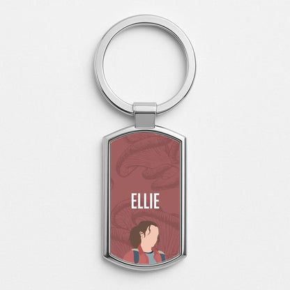 Ellie Mushroom Pattern Silver Metal Keyring