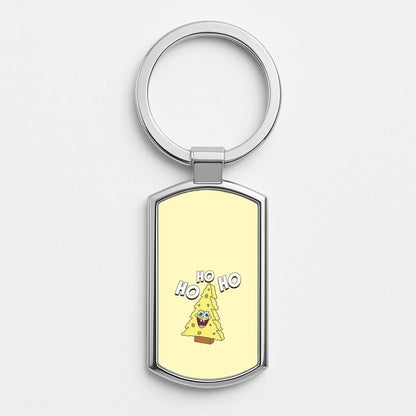 Christmas Tree Cartoon Sponge Silver Metal Keyring