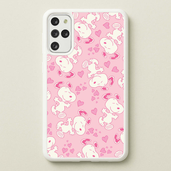 Cartoon Beagle Valentine Hearts Pattern Galaxy S20 Plus Case