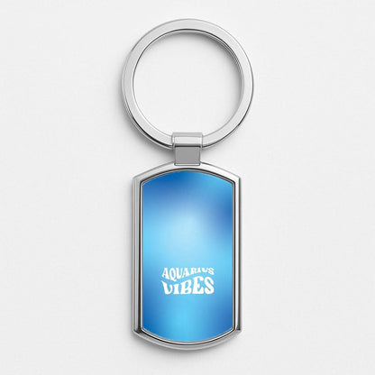 Aquarius Vibes Gradient Zodiac Silver Metal Keyring