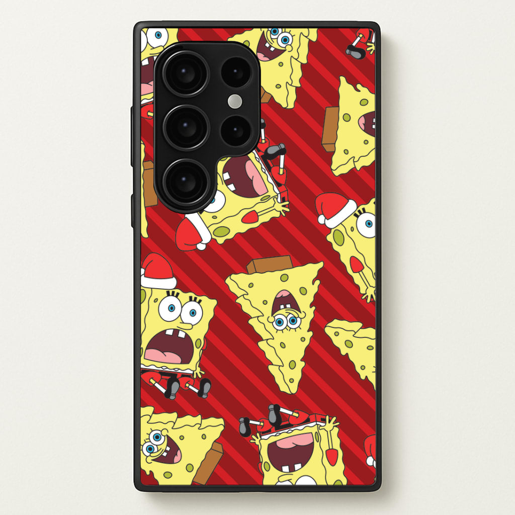 Christmas Cartoon Sponge Stripes Pattern Galaxy S24 Ultra Case