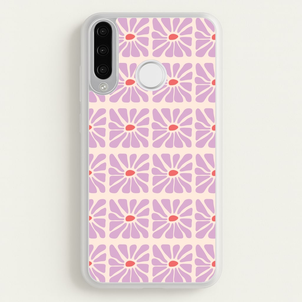Square Abstract Flowers Mauve Huawei P30 Lite Case