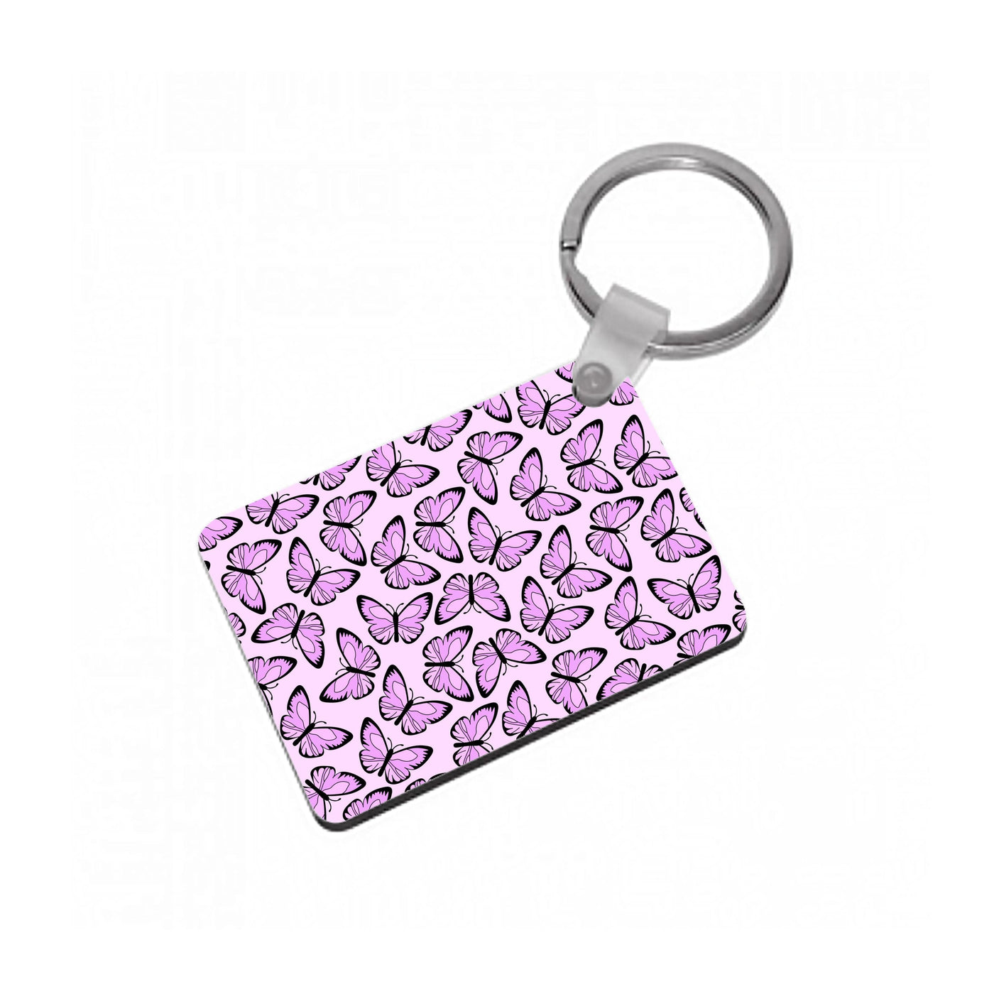 Pink And Black Butterfly - Butterfly Patterns Keyring