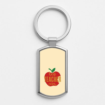 Apple Best Teacher Ever Silver Metal Keyring
