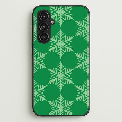 Green Giant Snowflakes Christmas Pattern Galaxy S23FE Case