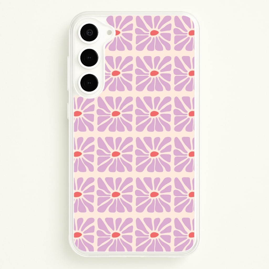 Square Abstract Flowers Mauve Galaxy S23 Plus Case