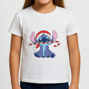 Cute Blue Alien Candycane Kids T-Shirt 3
