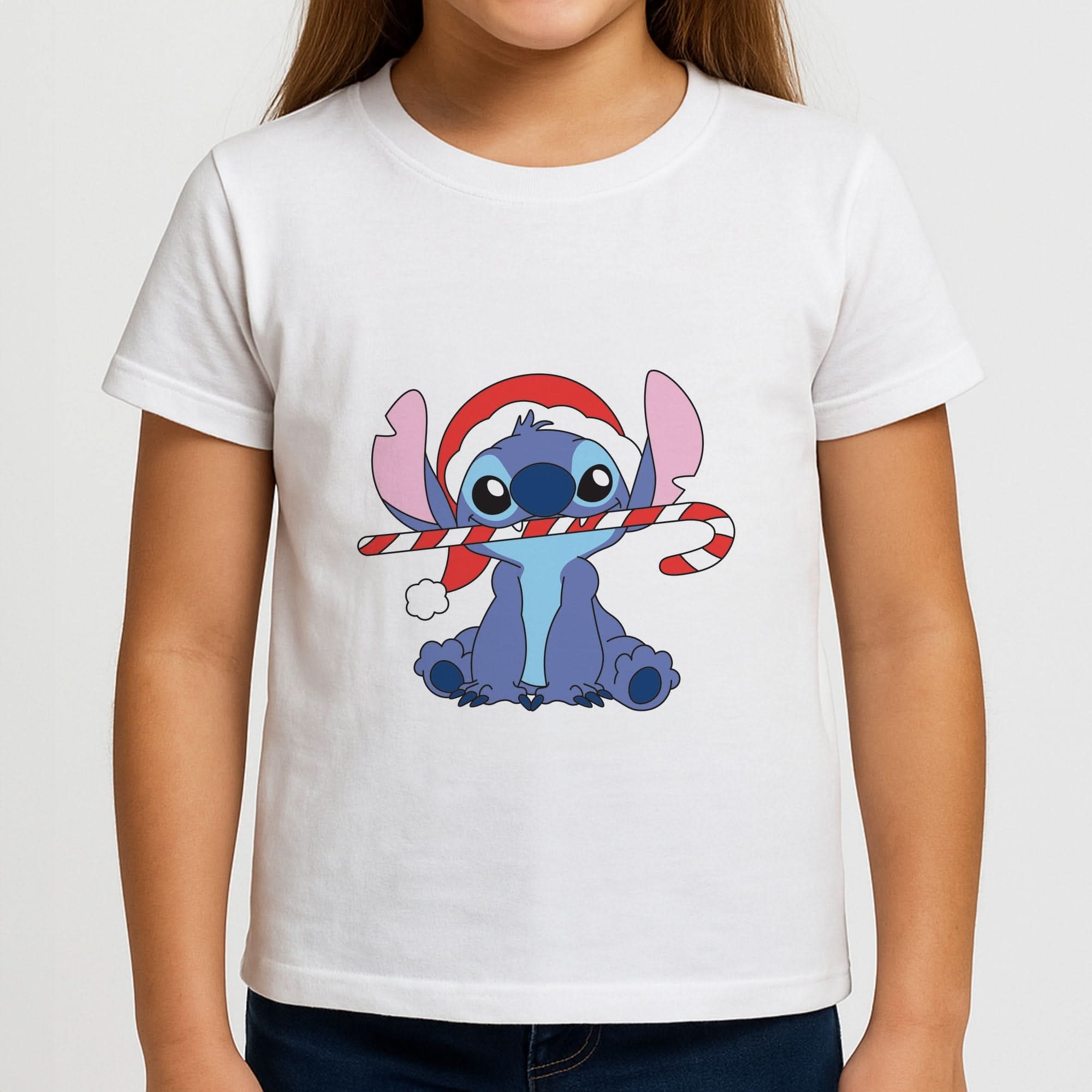 Cute Blue Alien Candycane Girls T-Shirt