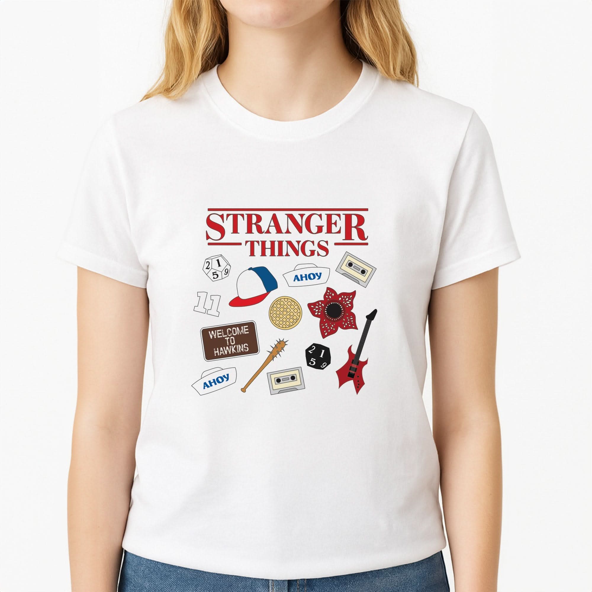 Stranger Things Cartoon Icons Womens T-Shirt