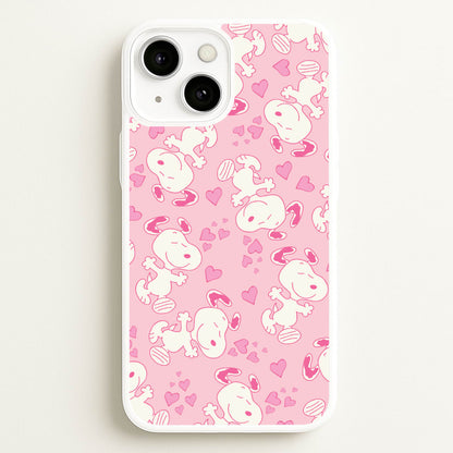 Cartoon Beagle Valentine Hearts Pattern iPhone 13 Case