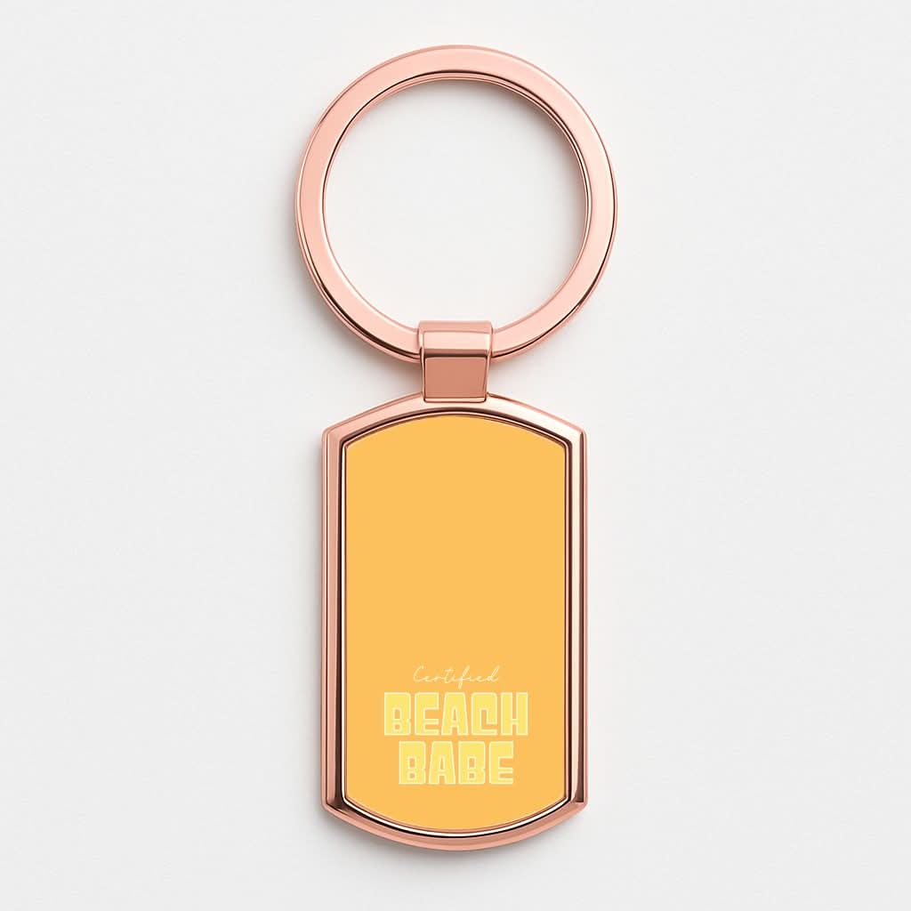Certified Beach Babe Rose Gold Keyring