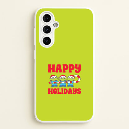 Happy Holidays Cute Green Aliens Galaxy A54 Case