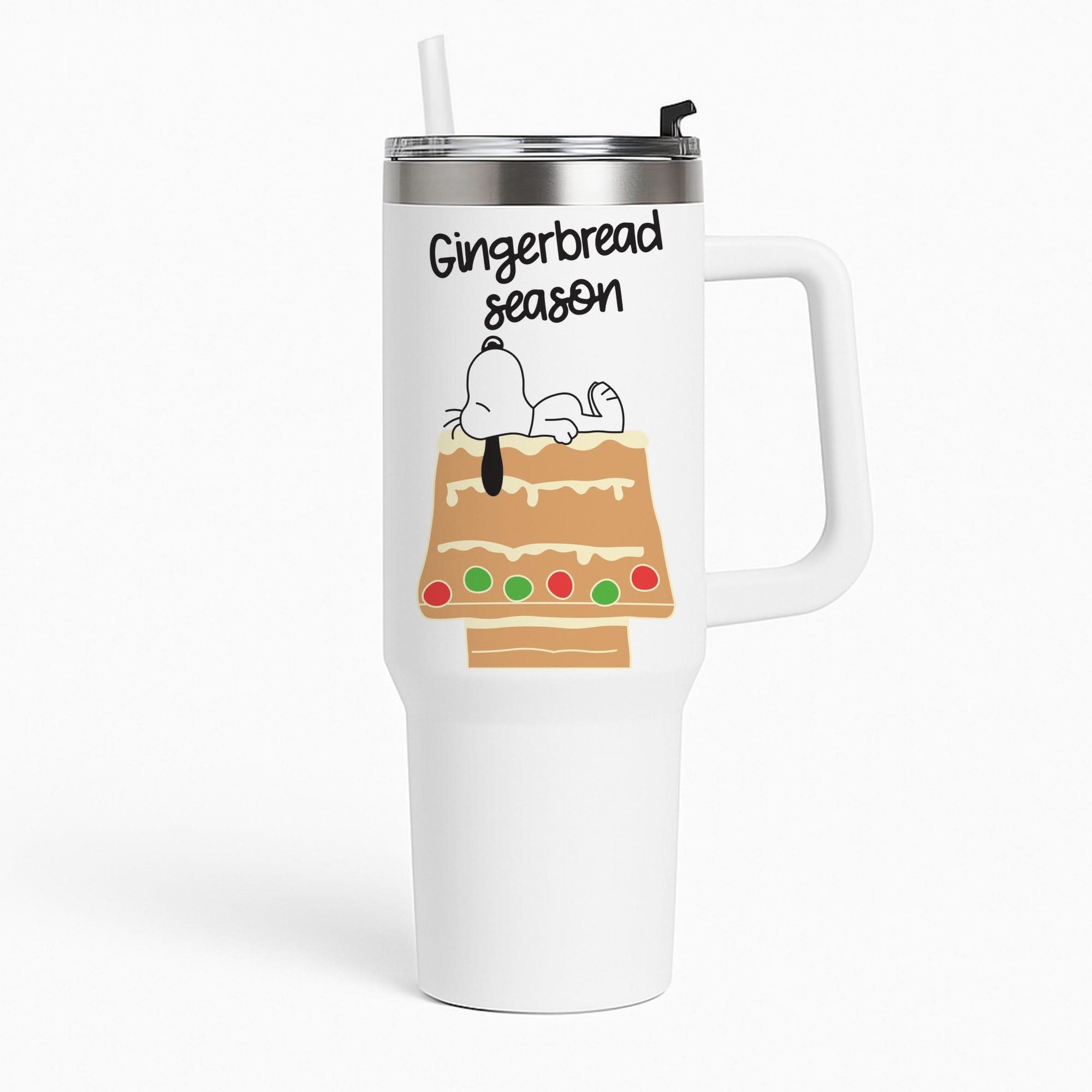 Cartoon Beagle Gingerbread House Tumbler