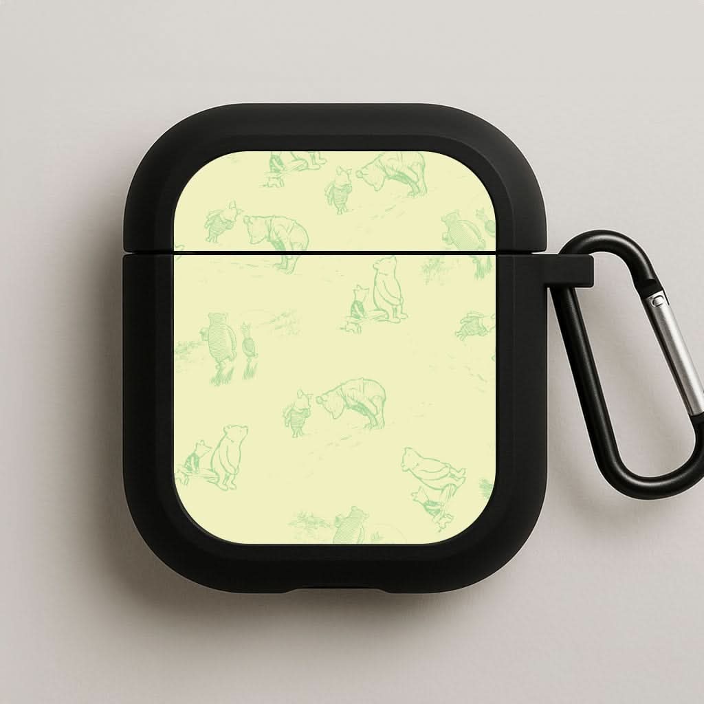 Sketched Winnie Pattern AirPods Case