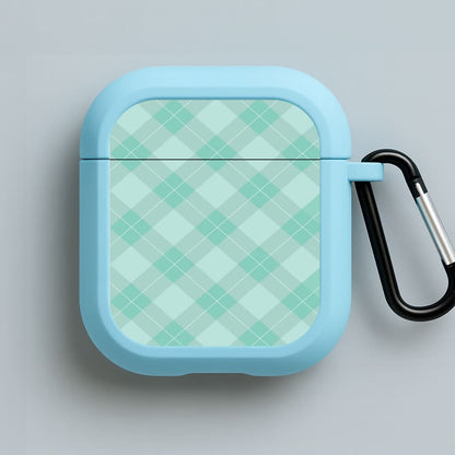 Light Cyan Tartan Christmas Pattern Blue AirPods Case