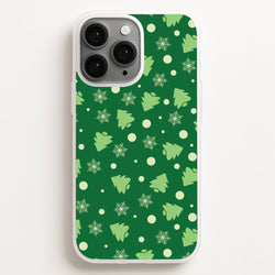 Cartoon Christmas Trees And Snowflakes Pattern iPhone 16 Pro Max Case
