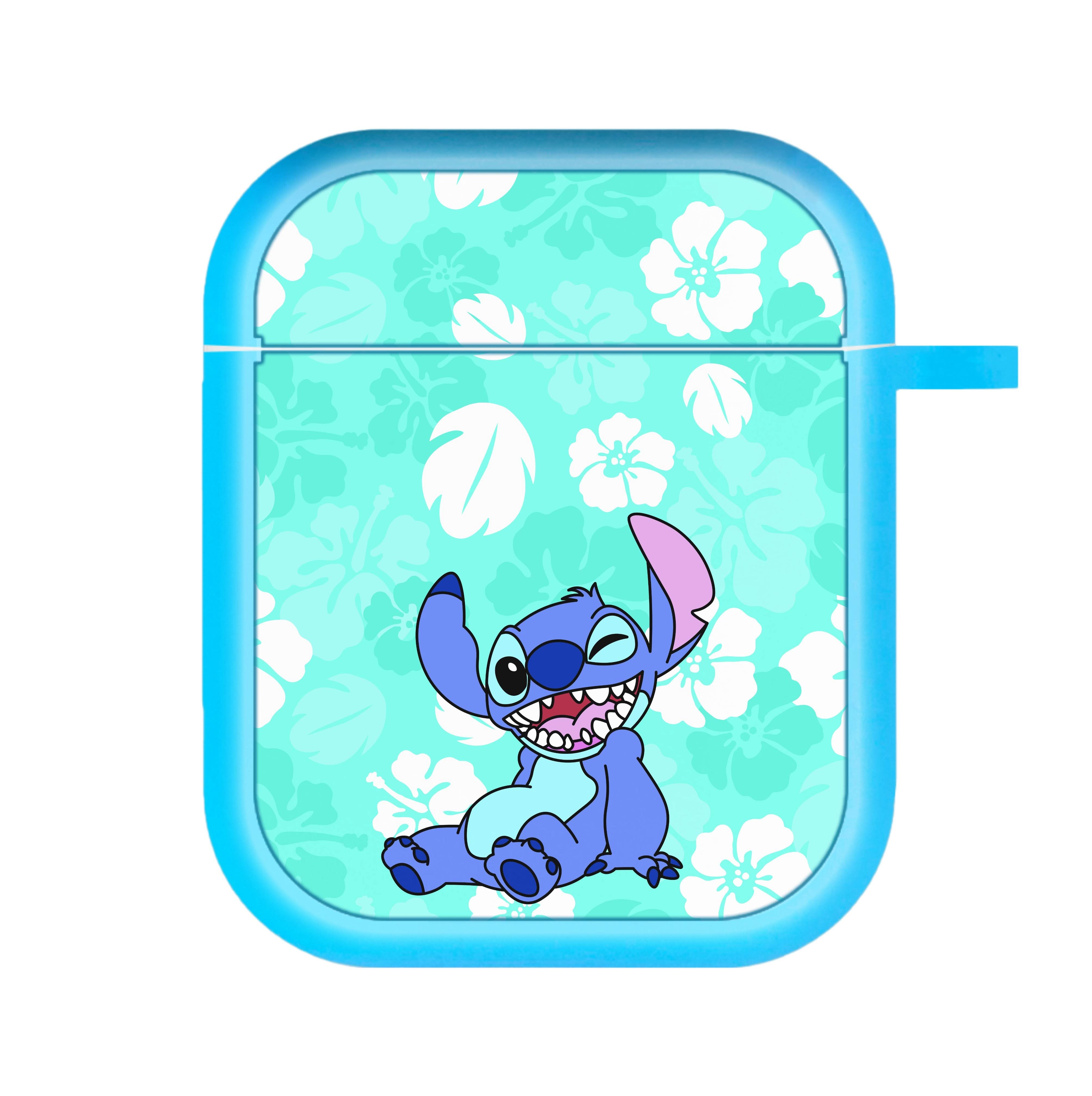 Cute Blue Alien Floral Pattern AirPods Case