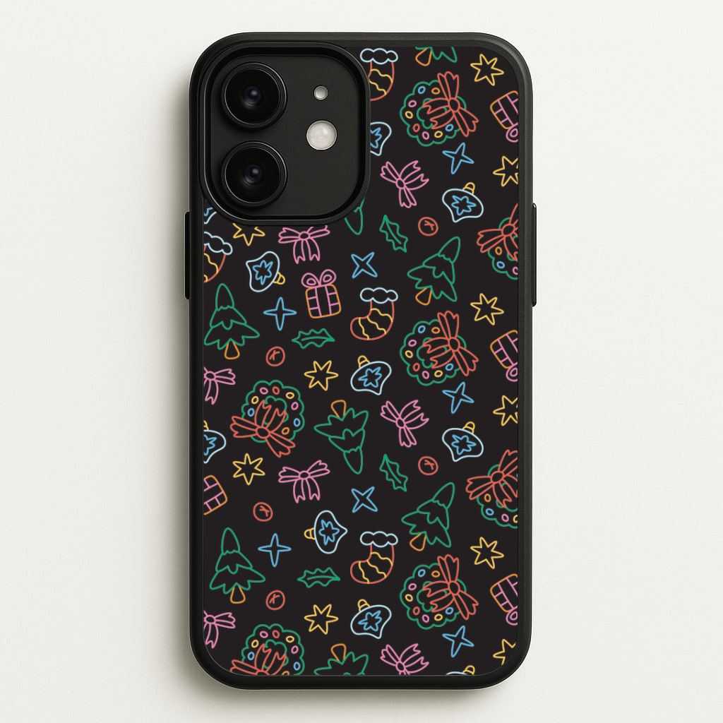 Neon Christmas Icons Pattern I iPhone 11 Case