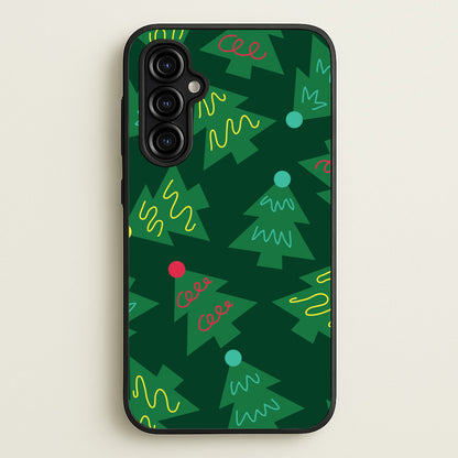 Abstract Christmas Trees Pattern Galaxy A54 Case
