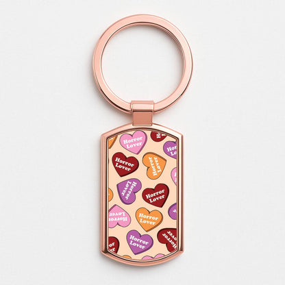Horror Lover Hearts Pattern Rose Gold Keyring