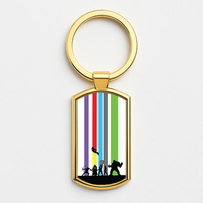 Superhero Team Silhouette Gold Keyring