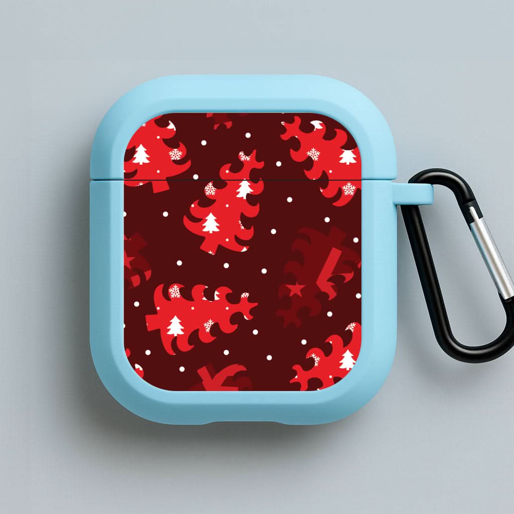 Wrapping Paper Christmas Tree Pattern Blue AirPods Case