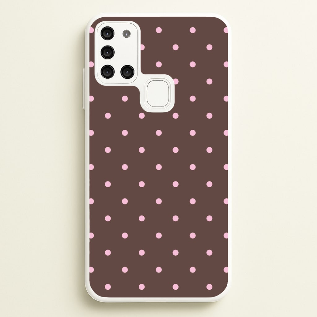 Chocolate & Strawberry Polka Dots Galaxy A21s Case