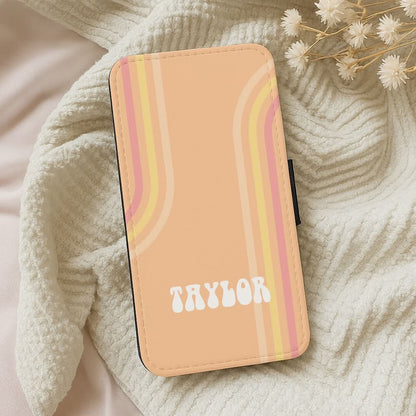 Retro Orange Personalised Name Leather Phone Case