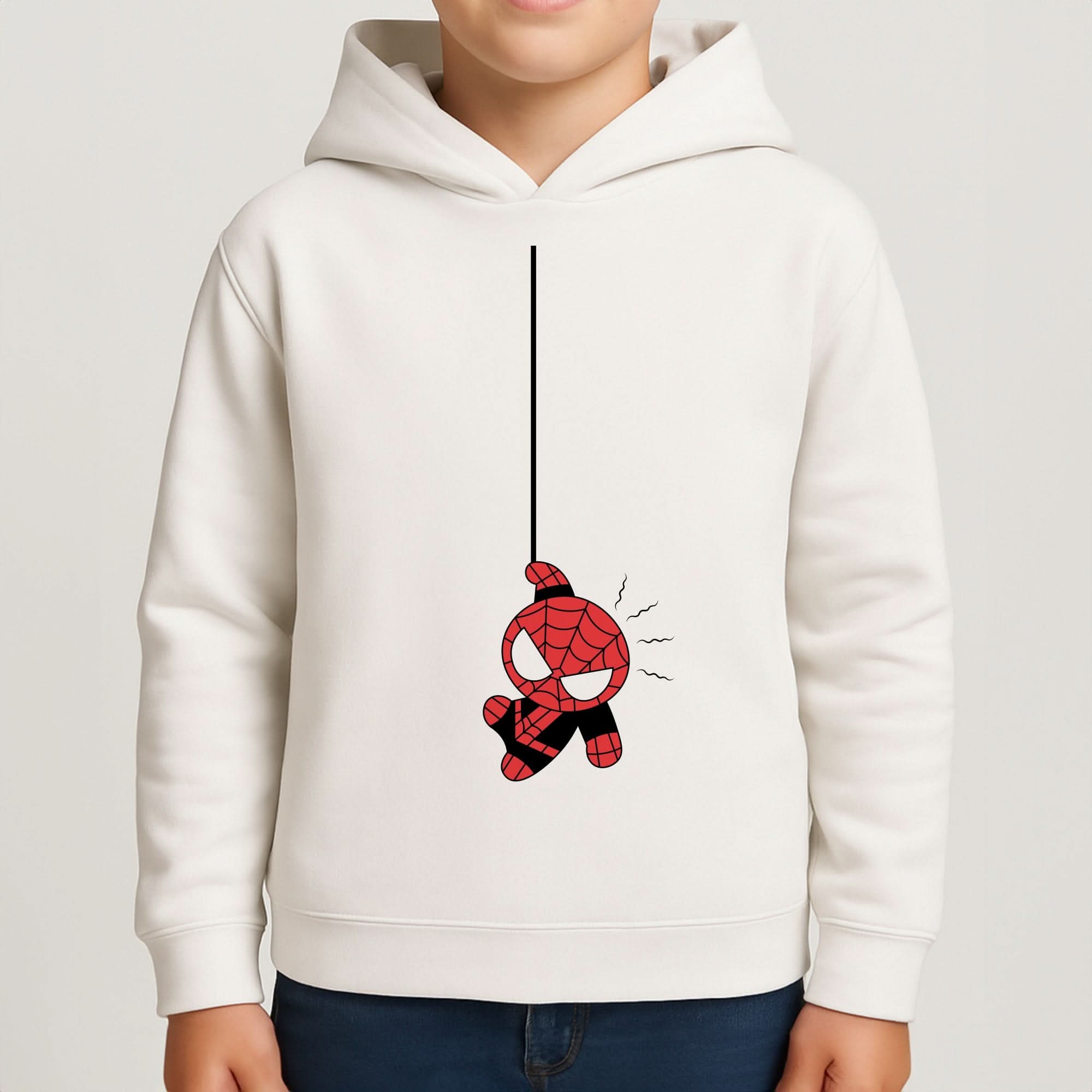 Gray Hanging Spider Hero Boys Hoodie