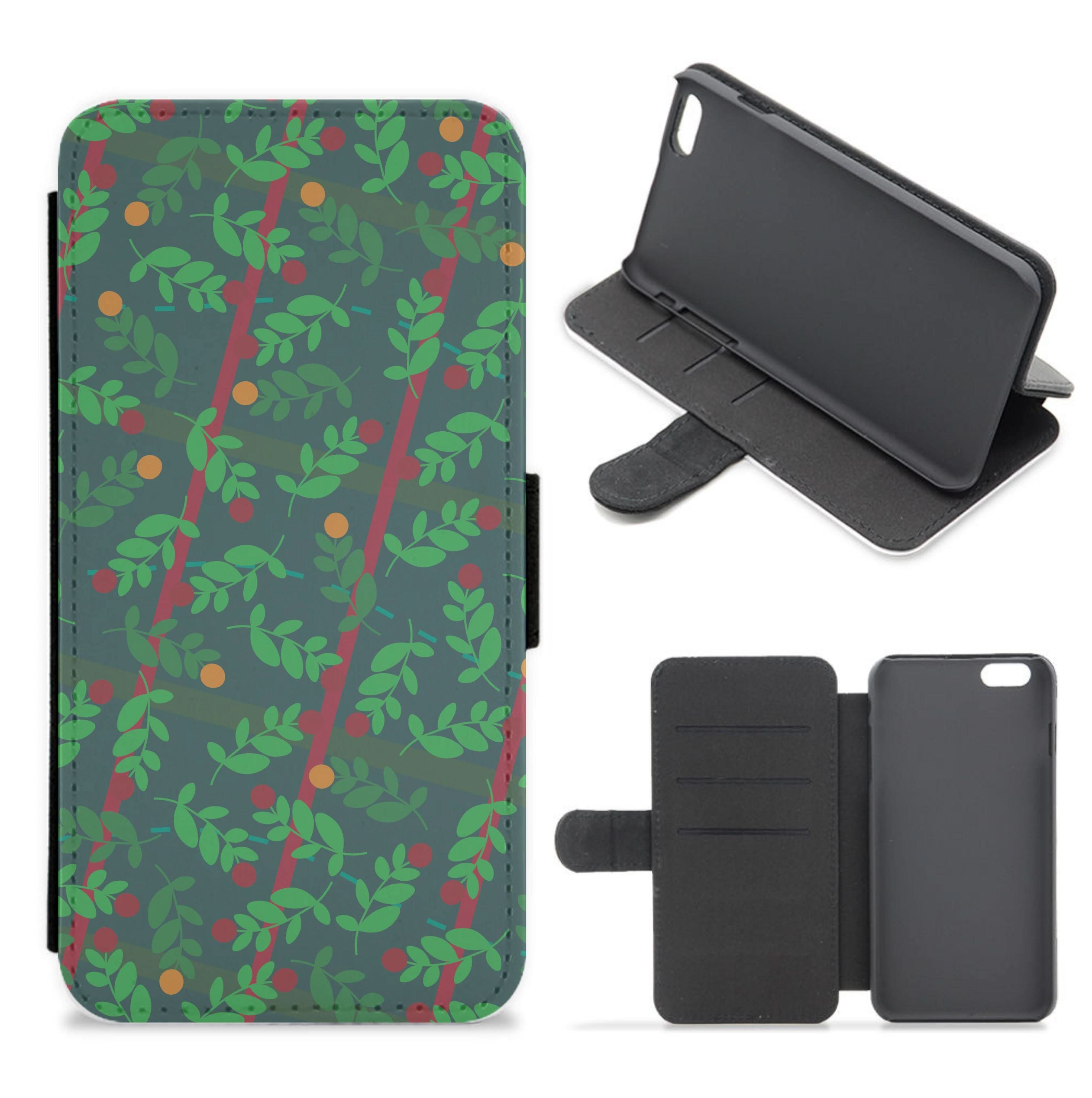 Mistletoe Pattern Flip / Wallet Phone Case