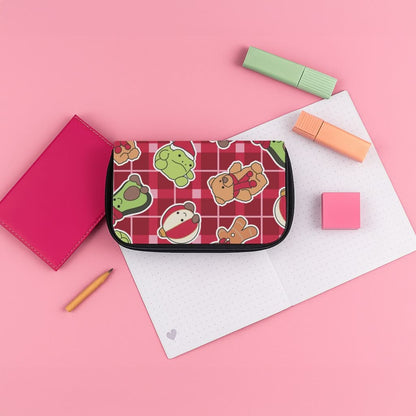Christmas Plushies Tartan Pattern Pencil Case