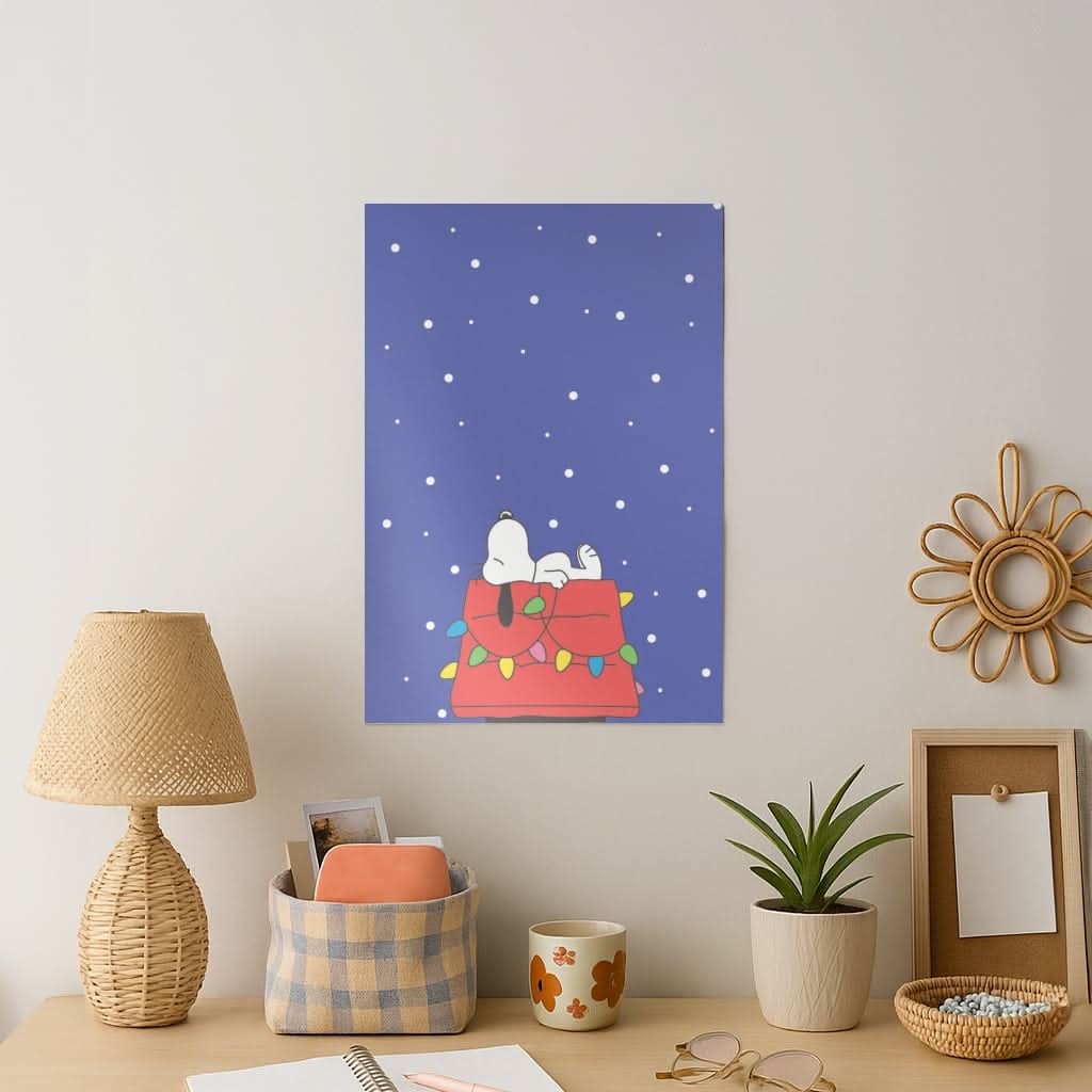 Cartoon Beagle Fairylights Art Print