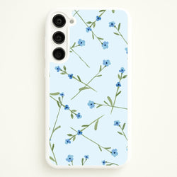 Baby Blue Floral Pattern Galaxy S23 Plus Case