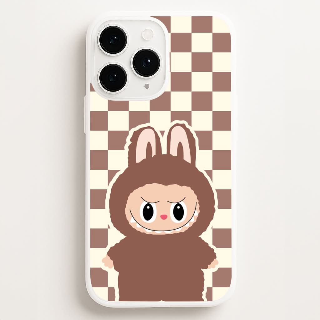 Checkered Cute Brown Monster  Phone Case