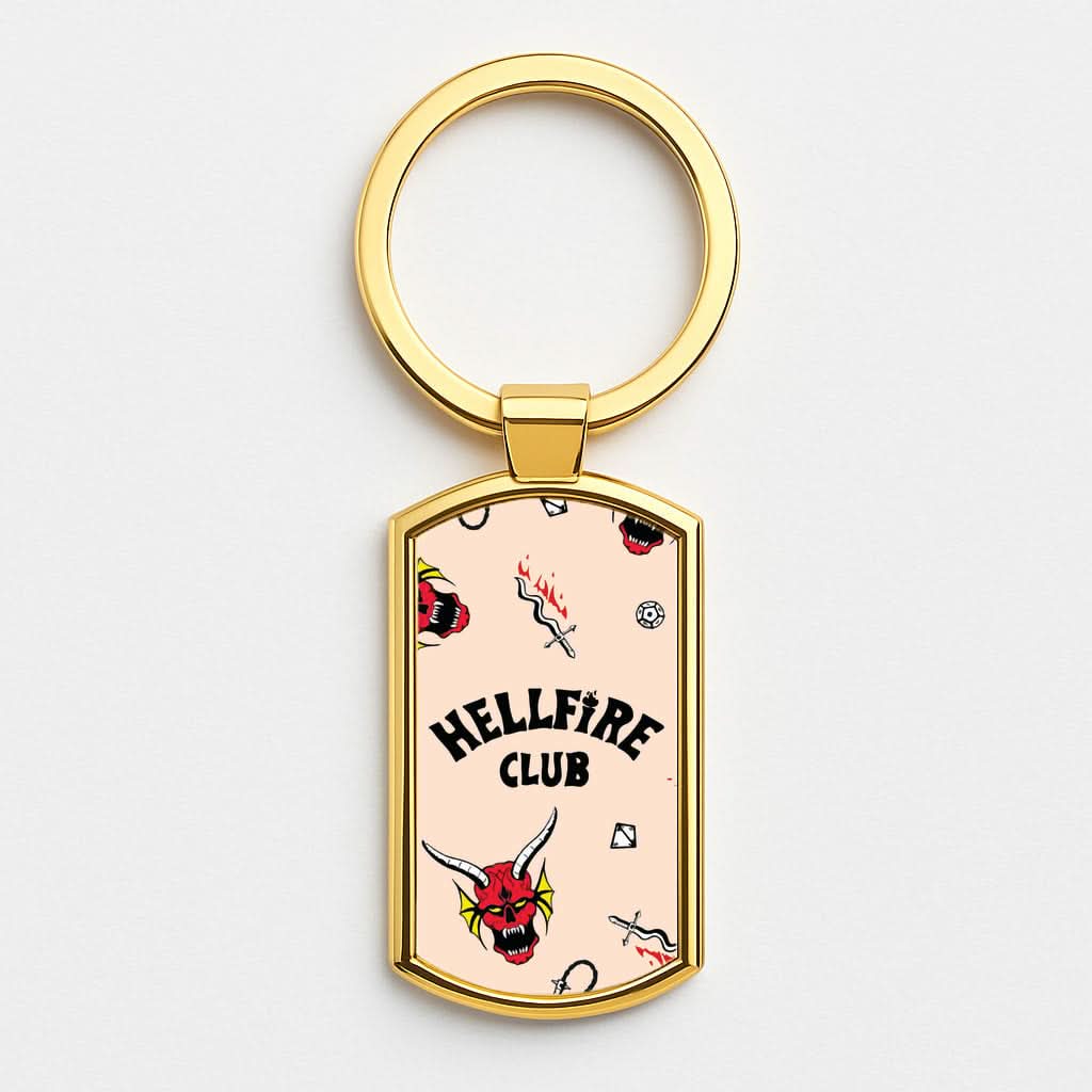 Hellfire Club Icons Collage Peach Gold Keyring