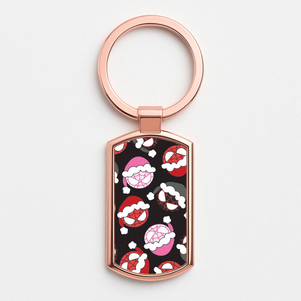 Spider Heroes Christmas Pattern Rose Gold Keyring
