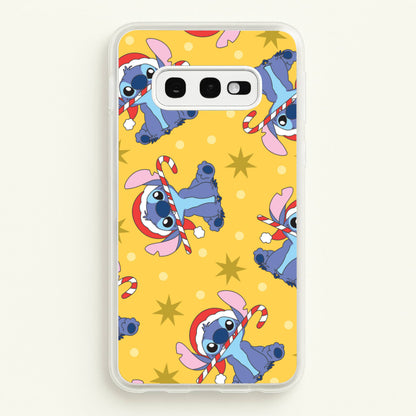 Cute Blue Alien Candycane Christmas Pattern Galaxy S10e Case