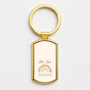 Beige Personalised Teacher Rainbow  Luxury Keyring 3